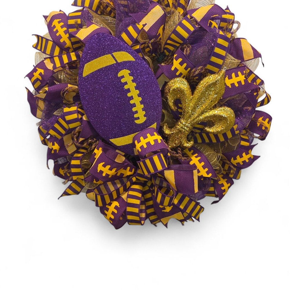 Purple and Gold Football Wreath